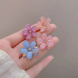 3 pcs Crystal Flower Decor Shiny Hair Clips